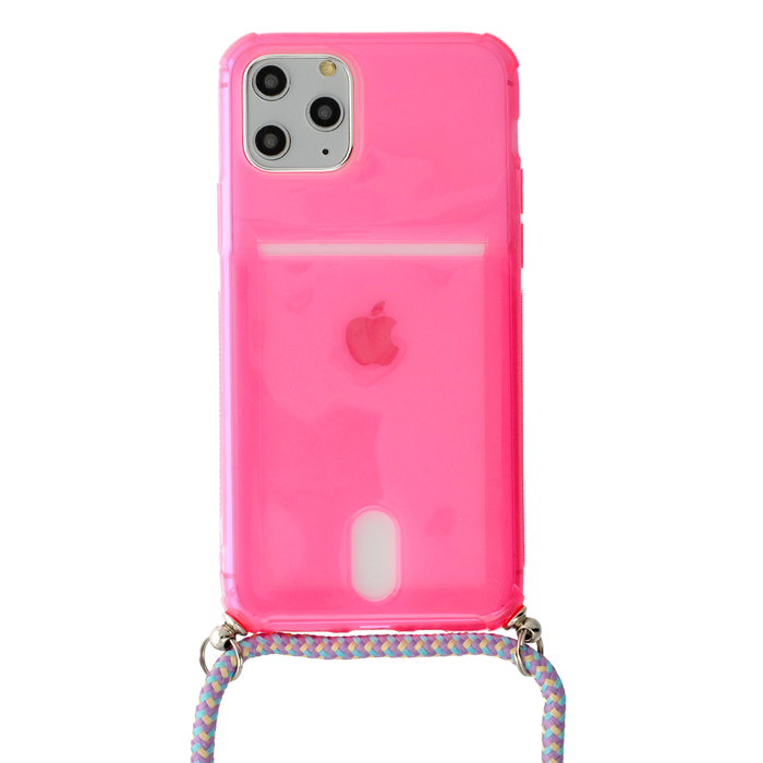 Strap fluo case me kordoni ga iphone 12 Pro Max Roz